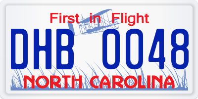 NC license plate DHB0048