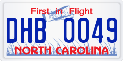 NC license plate DHB0049