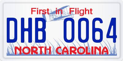 NC license plate DHB0064