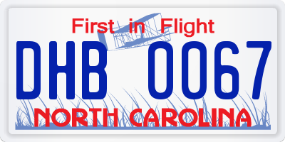 NC license plate DHB0067