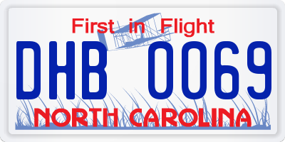 NC license plate DHB0069