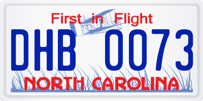 NC license plate DHB0073