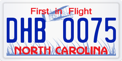 NC license plate DHB0075