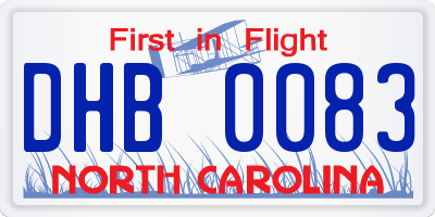 NC license plate DHB0083