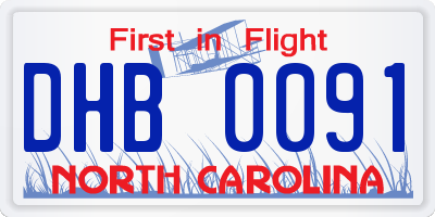 NC license plate DHB0091