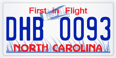 NC license plate DHB0093