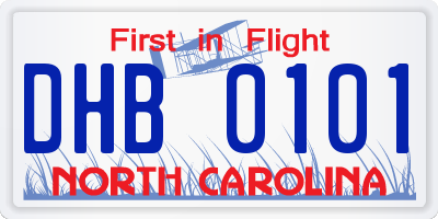 NC license plate DHB0101