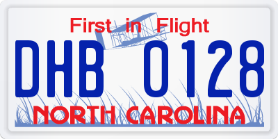 NC license plate DHB0128