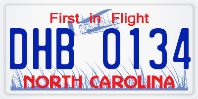 NC license plate DHB0134