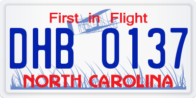 NC license plate DHB0137