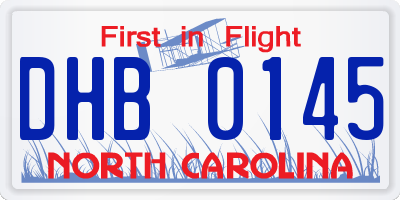 NC license plate DHB0145