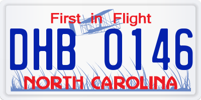NC license plate DHB0146