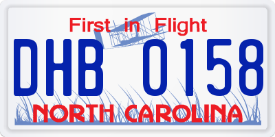 NC license plate DHB0158