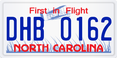 NC license plate DHB0162