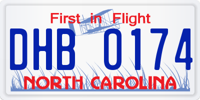 NC license plate DHB0174