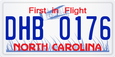 NC license plate DHB0176