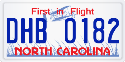 NC license plate DHB0182