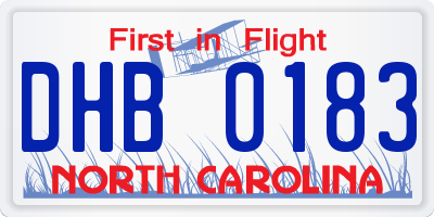 NC license plate DHB0183