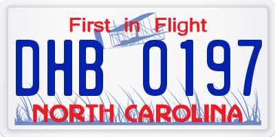 NC license plate DHB0197