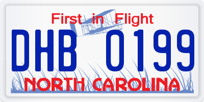 NC license plate DHB0199
