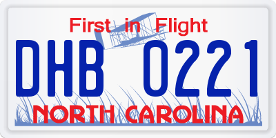 NC license plate DHB0221
