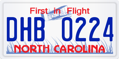 NC license plate DHB0224