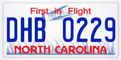 NC license plate DHB0229