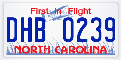 NC license plate DHB0239