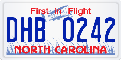 NC license plate DHB0242