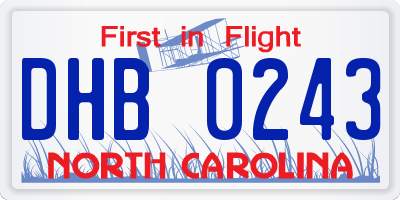 NC license plate DHB0243