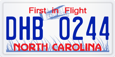NC license plate DHB0244