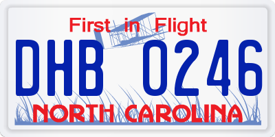 NC license plate DHB0246