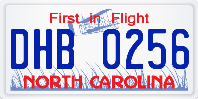 NC license plate DHB0256