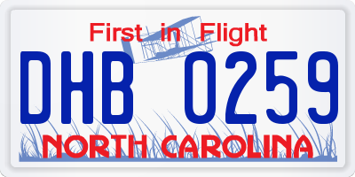 NC license plate DHB0259