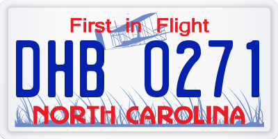 NC license plate DHB0271