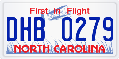 NC license plate DHB0279