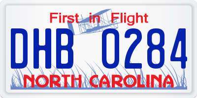 NC license plate DHB0284