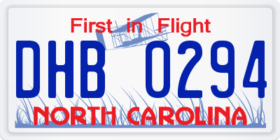 NC license plate DHB0294