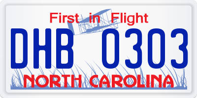 NC license plate DHB0303