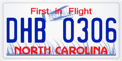 NC license plate DHB0306