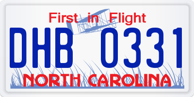 NC license plate DHB0331