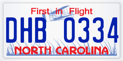 NC license plate DHB0334