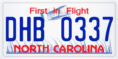 NC license plate DHB0337