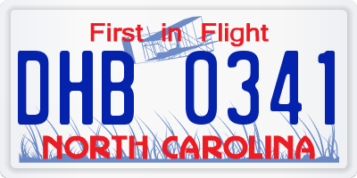NC license plate DHB0341