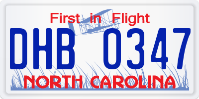 NC license plate DHB0347