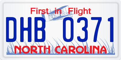 NC license plate DHB0371