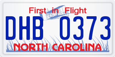 NC license plate DHB0373