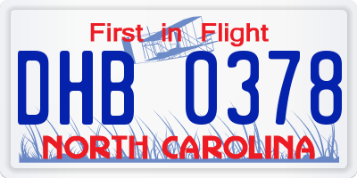 NC license plate DHB0378