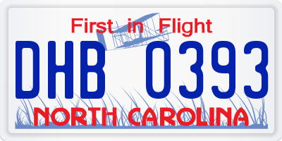 NC license plate DHB0393