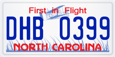 NC license plate DHB0399